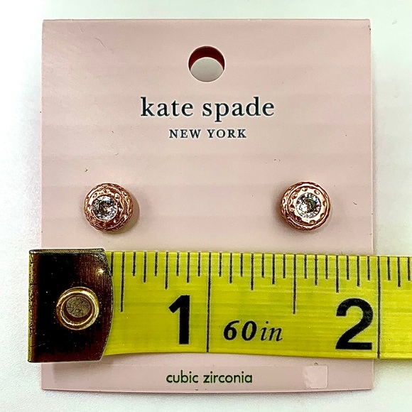 Kate Spade New York Rose Gold Round Stud CZ Earrings - Picture 4 of 7